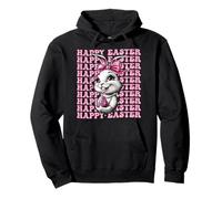Happy Easter Bunny Rabbit Girl Coquette Bow nastro rosa Felpa con Cappuccio