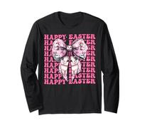 Happy Easter Bunny Rabbit Girl Coquette Bow nastro rosa Maglia a Manica