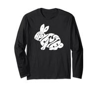 Happy Easter Bunny Tipografia - Word Art Coniglio Primavera Maglia a Manica