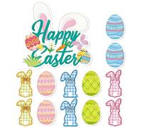 Happy Easter Bunting - Decorative Banner Set | 180cm Fabric Flag Garland with Pre Strung Design, Polyester Cloth Material with Printed Pattern, Hanging Ornament Display for Fireplace Window