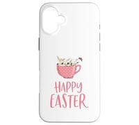 Happy Easter Cute Bunnies Girl Women Kid Todder Custodia per iPhone 16 Plus