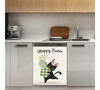 Happy Easter Cute Bunny Cat Eggs - Magnete magnetico per lavastoviglie, orecchie di coniglietto pasquale, decorazione magnetica per frigorifero, cucina, porta, 58,4 x 66 cm