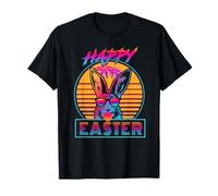 Happy Easter Cute Bunny Face Vintage 80s Bubble Gum Glasses Maglietta