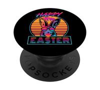 Happy Easter Cute Bunny Face Vintage 80s Bubble Gum Glasses PopSockets PopGrip Adesivo
