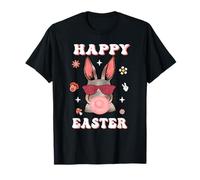 Happy Easter Cute Bunny Face with Bubble Gum Glasses Maglietta