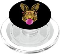 Happy Easter Cute Bunny Face With Bubble Gum Leopard Glasses PopSockets PopGrip per MagSafe