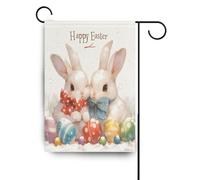 Happy Easter Cute Bunny White Yard Bandiere per Giardino Pasqua porta banner per Patio decorazione 28x40 double sided