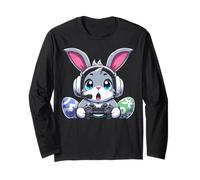 Happy Easter Day Bunny Egg Funny Boys Girls Kids Gamer Maglia a Manica