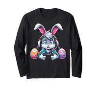 Happy Easter Day Bunny Egg Funny Boys Girls Kids Gamer Maglia a Manica