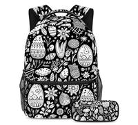 Happy Easter Day Conquer The Classroom con il nostro set di 2 zaini per bambini, zaino di grande capacità e astuccio per ragazzi ragazze adolescenti, Multicolore#02, B:29.4x20x40cm P:19x7.5x3.8cm,