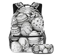 Happy Easter Day Conquer The Classroom con il nostro set di 2 zaini per bambini, zaino di grande capacità e astuccio per ragazzi ragazze adolescenti, Multicolore#05, B:29.4x20x40cm P:19x7.5x3.8cm,