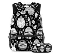 Happy Easter Day Conquer The Classroom con il nostro set di 2 zaini per bambini, zaino di grande capacità e astuccio per ragazzi ragazze adolescenti, Multicolore#03, B:29.4x20x40cm P:19x7.5x3.8cm,