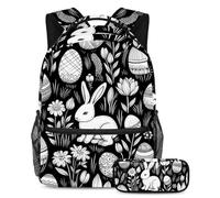 Happy Easter Day Conquer The Classroom con il nostro set di 2 zaini per bambini, zaino di grande capacità e astuccio per ragazzi ragazze adolescenti, Multicolore#07, B:29.4x20x40cm P:19x7.5x3.8cm,