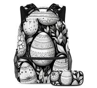Happy Easter Day Conquer The Classroom con il nostro set di 2 zaini per bambini, zaino di grande capacità e astuccio per ragazzi ragazze adolescenti, Multicolore#04, B:29.4x20x40cm P:19x7.5x3.8cm,