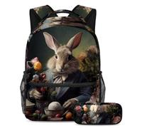 Happy Easter Day elegante zaino con astuccio, perfetto per ragazzi, ragazze e adolescenti!, Multicolore#01, B:29.4x20x40cm P:19x7.5x3.8cm, Zaini Daypack