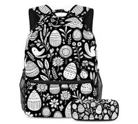 Happy Easter Day Elevate Your School Experience, prendi questo zaino con astuccio per ragazzi, ragazze, adolescenti, Multicolore#05, B:29.4x20x40cm P:19x7.5x3.8cm, Zaini Daypack