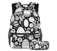 Happy Easter Day Elevate Your School Experience, prendi questo zaino con astuccio per ragazzi, ragazze, adolescenti, Multicolore#01, B:29.4x20x40cm P:19x7.5x3.8cm, Zaini Daypack
