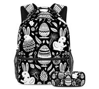 Happy Easter Day Elevate Your School Experience, prendi questo zaino con astuccio per ragazzi, ragazze, adolescenti, Multicolore#07, B:29.4x20x40cm P:19x7.5x3.8cm, Zaini Daypack