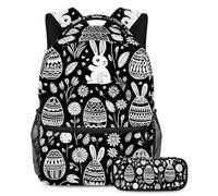 Happy Easter Day Elevate Your School Experience, prendi questo zaino con astuccio per ragazzi, ragazze, adolescenti, Multicolore#03, B:29.4x20x40cm P:19x7.5x3.8cm, Zaini Daypack