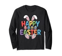 Happy Easter Day Girls Boys Easter, Funny Bunny Eggs Maglia a Manica