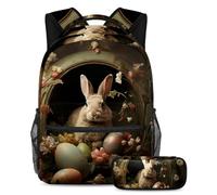 Happy Easter Day Keep Your Essentials in One Place, zaino con astuccio, l'ultimo set di zaini per la scuola per studenti, Multicolore#01, B：29.4x20x40cm P：19x7.5x3.8cm, Zaini Daypack