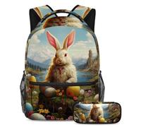 Happy Easter Day Keep Your Essentials in One Place, zaino con astuccio, l'ultimo set di zaini per la scuola per studenti, Multicolore#06, B：29.4x20x40cm P：19x7.5x3.8cm, Zaini Daypack