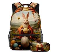 Happy Easter Day Keep Your Essentials in One Place, zaino con astuccio, l'ultimo set di zaini per la scuola per studenti, Multicolore#05, B：29.4x20x40cm P：19x7.5x3.8cm, Zaino daypack