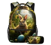 Happy Easter Day Keep Your Essentials in One Place, zaino con astuccio, l'ultimo set di zaini per la scuola per studenti, Multicolore#02, B：29.4x20x40cm P：19x7.5x3.8cm, Zaino daypack