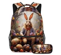 Happy Easter Day Keep Your Essentials in One Place, zaino con astuccio, l'ultimo set di zaini per la scuola per studenti, Multicolore#07, B：29.4x20x40cm P：19x7.5x3.8cm, Zaini Daypack