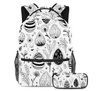 Happy Easter Day Stay Ahead of the Class, zaino con astuccio, set di 2 zaini per bambini indispensabili per ragazzi ragazze adolescenti, Multicolore#02, B:29.4x20x40cm P:19x7.5x3.8cm, Zaini Daypack