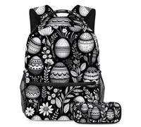 Happy Easter Day Stay Ahead of the Class, zaino con astuccio, set di 2 zaini per bambini indispensabili per ragazzi ragazze adolescenti, Multicolore#05, B:29.4x20x40cm P:19x7.5x3.8cm, Zaini Daypack