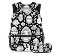 Happy Easter Day Stay Ahead of the Class, zaino con astuccio, set di 2 zaini per bambini indispensabili per ragazzi ragazze adolescenti, Multicolore#01, B:29.4x20x40cm P:19x7.5x3.8cm, Zaini Daypack