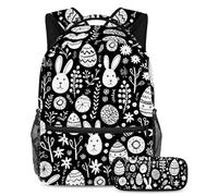 Happy Easter Day Stay Organized and Trendy, set di 2 zaini per la scuola per ragazzi, ragazze, adolescenti, la borsa per libri da viaggio definitiva, Multicolore#04, B:29.4x20x40cm P:19x7.5x3.8cm,