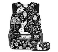 Happy Easter Day Stay Organized and Trendy, set di 2 zaini per la scuola per ragazzi, ragazze, adolescenti, la borsa per libri da viaggio definitiva, Multicolore#05, B:29.4x20x40cm P:19x7.5x3.8cm,