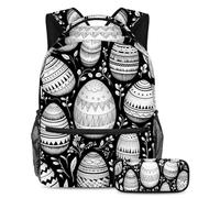 Happy Easter Day Unleash Creativity, zaino con astuccio per ragazzi e ragazze, set di 2 zaini per bambini, Multicolore#02, B:29.4x20x40cm P:19x7.5x3.8cm, Zaini Daypack