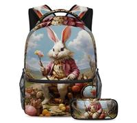 Happy Easter Day Upgrade Your School Essentials, zaino con astuccio, perfetto per ragazzi, ragazze e adolescenti, Multicolore#05, B:29.4x20x40cm P:19x7.5x3.8cm, Zaini Daypack