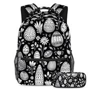 Happy Easter Day Upgrade Your School Gear, set di 2 zaini, borsa da viaggio alla moda per ragazzi, ragazze e adolescenti, Multicolore#02, B:29.4x20x40cm P:19x7.5x3.8cm, Zaini Daypack