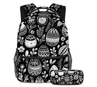 Happy Easter Day Upgrade Your School Gear, set di 2 zaini, borsa da viaggio alla moda per ragazzi, ragazze e adolescenti, Multicolore#03, B:29.4x20x40cm P:19x7.5x3.8cm, Zaini Daypack