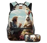 Happy Easter Day Zaino con astuccio, set di zaini per la scuola per ragazzi ragazze adolescenti, borsa da viaggio per studenti, Multicolore#01, B:29.4x20x40cm P:19x7.5x3.8cm, Zaini Daypack