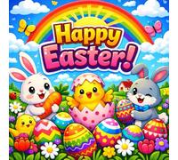 HAPPY EASTER: Easter Coloring Book for Toddlers and Kids Ages 4-7 / 50 Easy Bold Line Designs / Large Images / 8.5 x 8.5 Inch Format