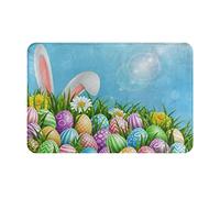Happy Easter Easter Rabbit Eggs Flowers Spring Bunny Zerbino Asciugapassi Trappola Sporco Tappeto Da Bagno Asciugatura Rapida Tappeti Da Bagno Per Corridoio Esterno Doccia 40X60Cm