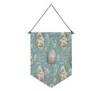 Happy Easter Egg Blue and Gold Wall Hanging Banner con asta telescopica porta anteriore banner appeso decorazioni per feste per Festival & special day suministros para fiesta de a?o nuevo