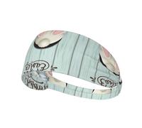 Happy Easter Eggs Bunny Tail Print Elastic Esercizio Fascia - Moda Sport Head Wrap per Yoga, Corsa, Ciclismo, Palestra, Tennis