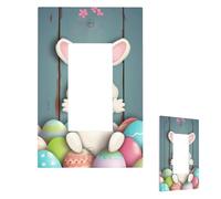 Happy Easter Eggs Bunny Tail Wall Plate Cover Modern Decorative 1 Gang Light Switch Cover Infrangibile Presa Copertura per Soggiorno Camera da Letto Decorazione Casa 1 Gang