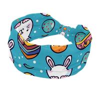 Happy Easter Eggs - Fascia per capelli da donna, con sfondo blu, morbide e larghe, con nodo intrecciato, elastico, accessori per capelli alla moda