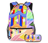 Happy Easter Eggs Keep Your Essentials in One Place, zaino con astuccio, il set di zaini per la scuola definitivo per studenti, Multicolore#03, B:29.4x20x40cm P:19x7.5x3.8cm, Zaini Daypack