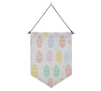 Happy Easter Eggs Pastel Color Silhouette banner da appendere con bandiere telescopiche asta banner decorazioni da cortile all'aperto per porte, pareti, finestre, giardini, cortile banderitas para