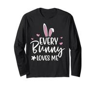 Happy Easter Every Bunny Sign Every Bunny Loves Me Chicks Maglia a Manica