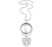 Happy Easter Festival Egg Stripe Pendant Angel Wings Rotante Collana Gioielli