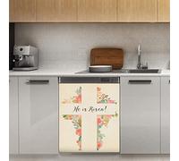 Happy Easter Floral Lavastoviglie Magnete Cover He Is Risen Flower Magnetico Decorazione Pannello Magnetico Stiker per Frigorifero Cucina Decorazione Porta, 58,4 x 66 cm